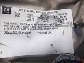 663.gm4h05 Buick Century 2005 Fuse Box Cabin 1638972