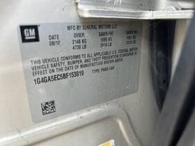 663.gm4l11 Buick Lacrosse 2011 Fuse Box Cabin 104621848