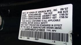 663.ho1h07 Honda Cr-v 2007 Fuse Box Cabin 97958