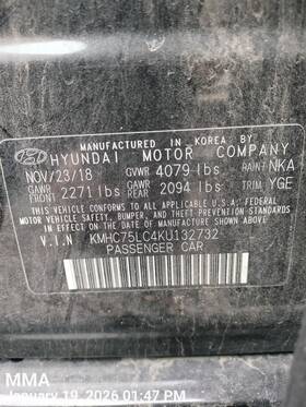 649.hy1b19 Hyundai Dash Wire Harness Oem 2019 Ioniq
