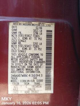 24010zp05c Nissan Frontier 2006 Dash Wire Harness 9131904