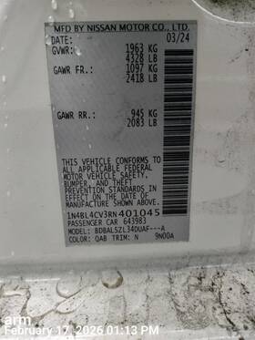 649.da1k24 Nissan Altima 2024 Dash Wire Harness 9801038