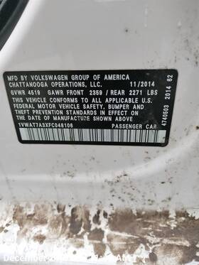 649.vw1o15 Volkswagen Dash Wire Harness Oem 2015 Passat