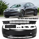 For 2024 2025 Tesla Model 3 Front Bumper Cover & Lower Grille W/ Tow Hook Hole. Fixed Price $406.98.