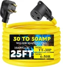 25 Feet TT-30P To 6-50R Welder Adapter Extension Cord Compatible With Nema, 30AM. Fixed Price $107.01.