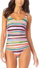 Anne Cole Multi Stripe Scoop Neck Shirred One-piece L81014 Womens Size. Fixed Price $78.40.