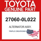 Toyota Genuine 270600L022 Alternator Assy 27060-0L022 Oem. Fixed Price $396.73.