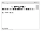 Genuine Bmw Set Of Wiper Blades 61-61-0-039-697 New. Fixed Price $51.51.