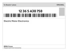 Genuine Bmw Electric Motor Electronics 12-36-5-A38-758 New. Fixed Price $3804.35.