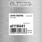 AL118441 Oil Pump Fits John Deere (surplus Open Box). Fixed Price $1032.95.